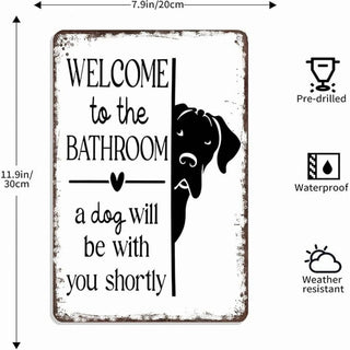 PurrfectWelcome – Funny Cat Bathroom Tin Sign