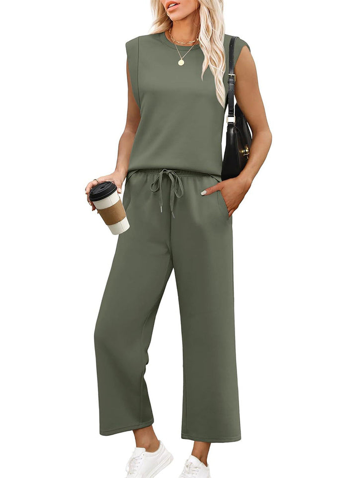 EffortlessEase - Sleeveless Top & Wide-Leg Pants Set