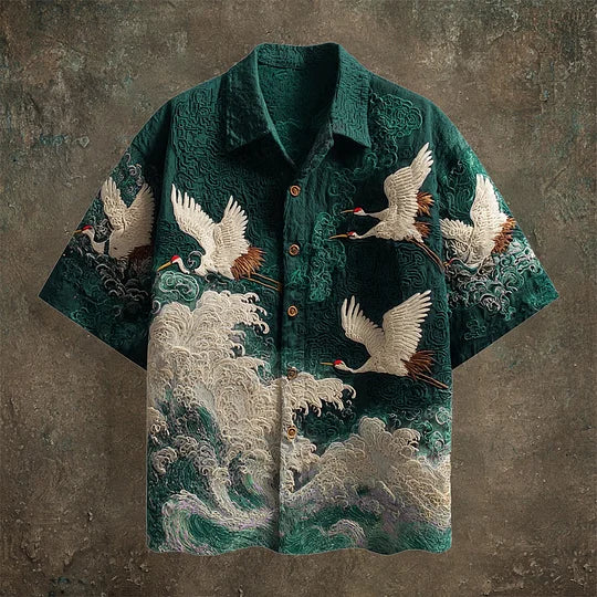 Cranescape – Japanese Inspired Linen Shirt