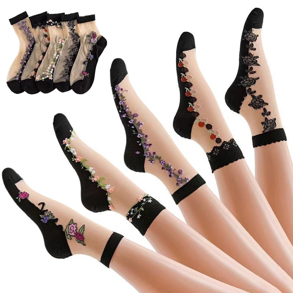 PetalSoft – Women’s Floral Pattern Comfort Glass Socks