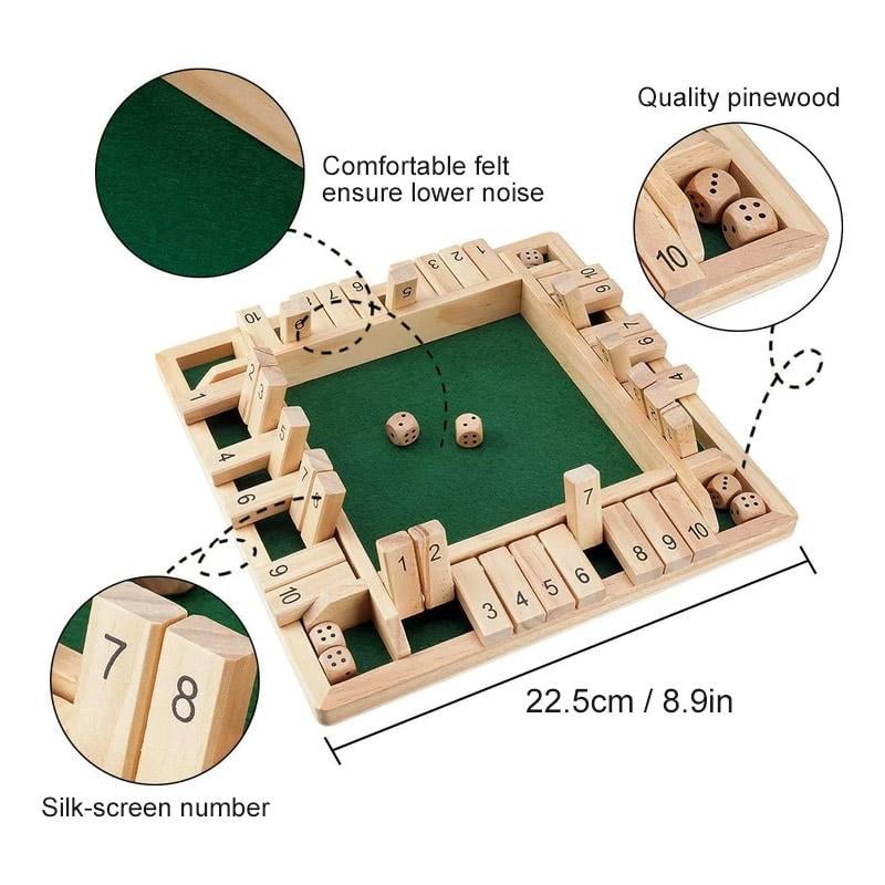 RollFusion - Wooden Shut the Box Game for Smart Fun