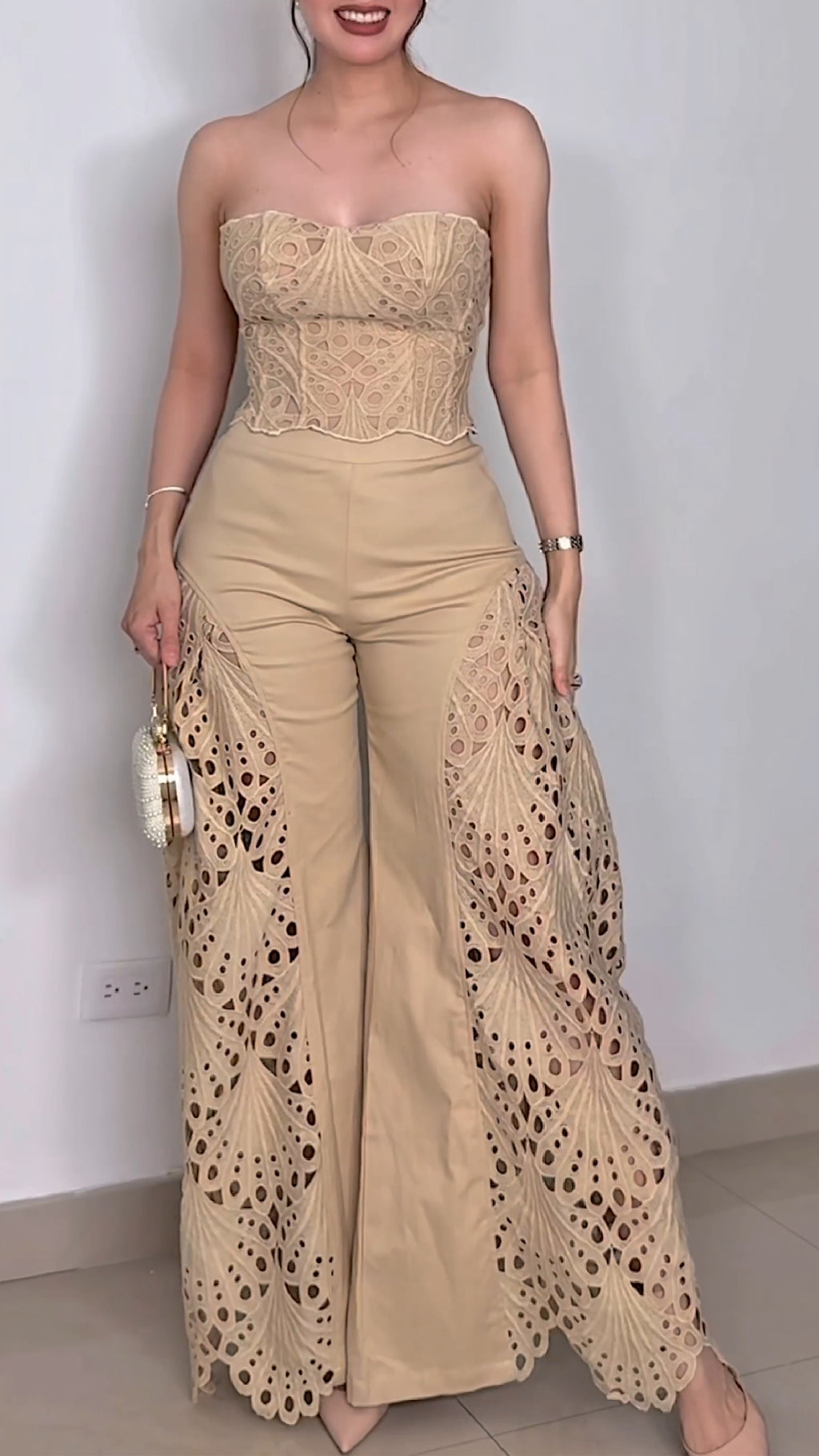 SunlitElegance - Breezy Embroidered Summer Co-Ord Set