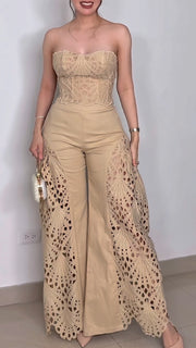 SunlitElegance - Breezy Embroidered Summer Co-Ord Set