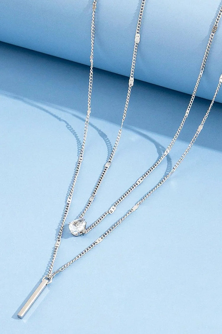 GlimmerFall – Rhinestone Tassel Stacking Necklace
