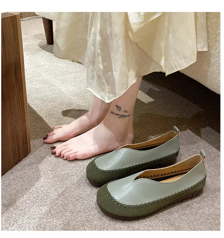 GlowStep – Casual Round Toe Flat Leather Loafers