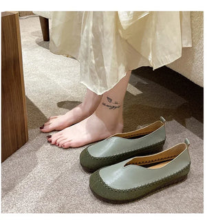 GlowStep – Casual Round Toe Flat Leather Loafers