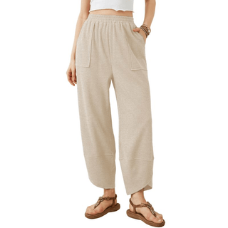 Womens Baggy Wide Leg Pants Casual Elastic Waisted Palazzo Harem Pants with Pockets