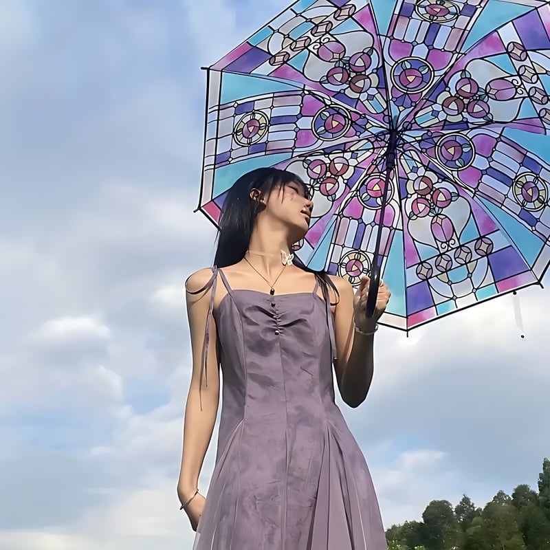 ClearVista | Hand-Painted Stained Glass Umbrella
