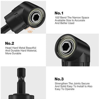 🔥LAST DAY 49% OFF - 🛠️6Pcs Right Angle Drill Attachment Set with 105° Angle Drill Adapter and Impact Grade Socket Adapter