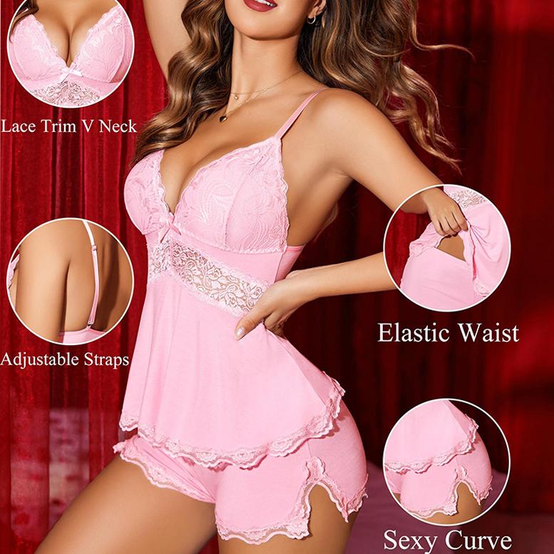 Velvelle - Floral Sleep Set in Modal with Romantic Lace Touch