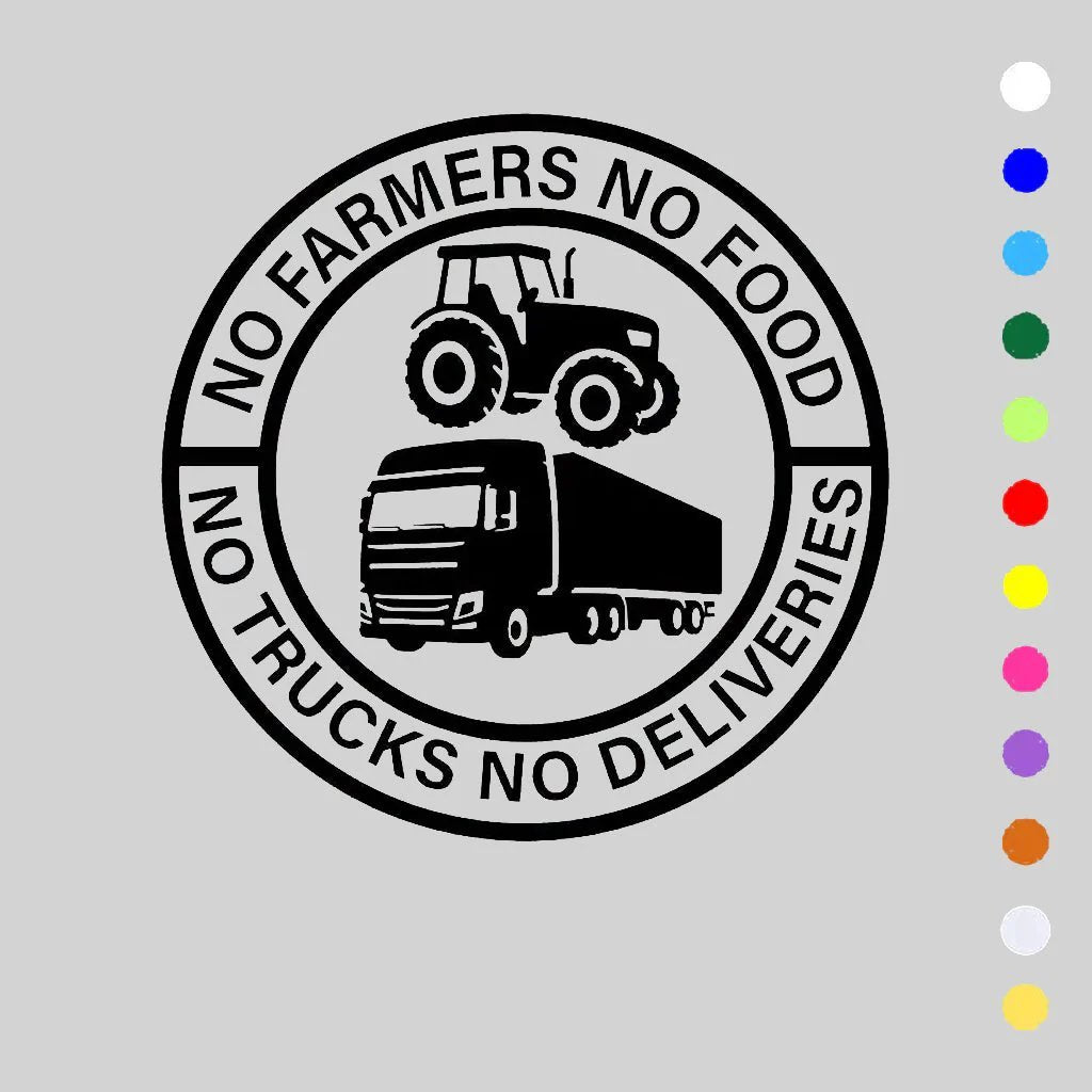 🎅Christmas Sale 49% Off💕🔥No Farmers No Food No Trucks No Deliveries Vinyl Sticker – 140mm Decal