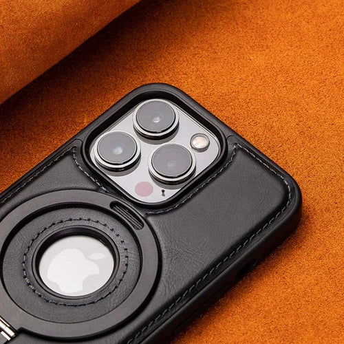 Super Luxury Invisible Stand iPhone Leather Case marnetic
