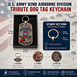 🪂U.S. Army 82nd Airborne Division Tribute Dog Tag Keychain（Gift box included）