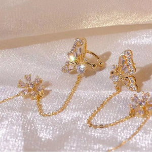 FloraWing – Butterfly & Bloom Ear Cuff Earrings