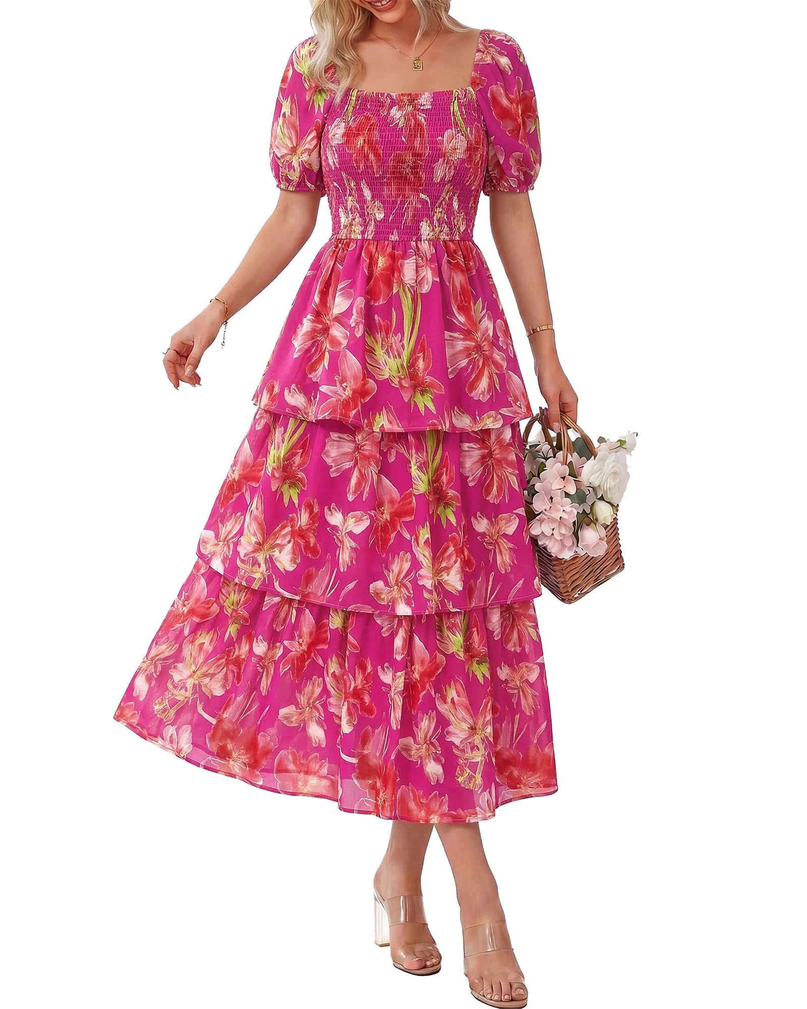 BloomBelle – Vintage Floral Smocked Dress