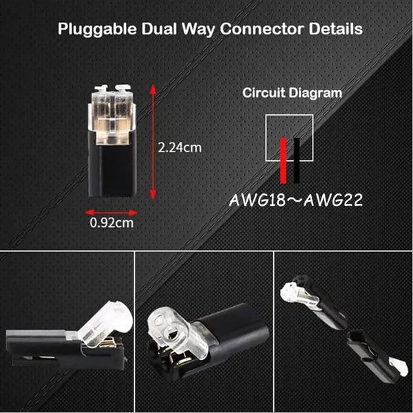 SnapConnect – Compact 2 Pin Plug for 18–22 AWG Cable