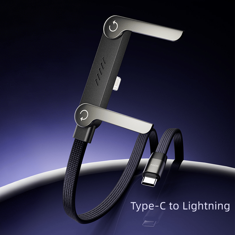 📱65W Braided Fast Charge Cable With Built-in Phone Stand