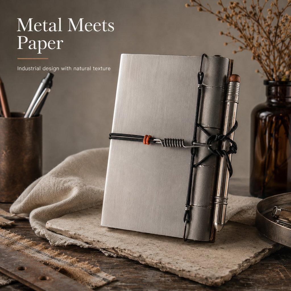 NoteForge – Stainless Steel Hinge Linen Journal