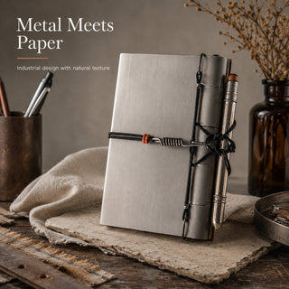 NoteForge – Stainless Steel Hinge Linen Journal