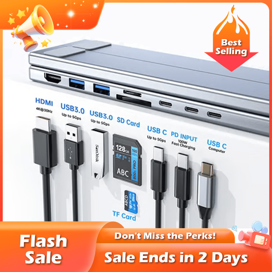 FlexPort – Foldable 8-in-1  USB-C Laptop Stand