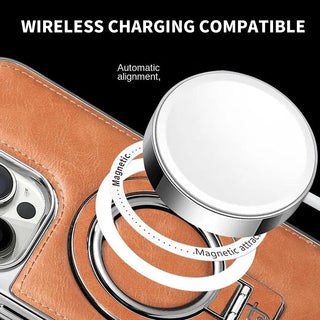 Premium iPhone Stand Case – Leather & Metal