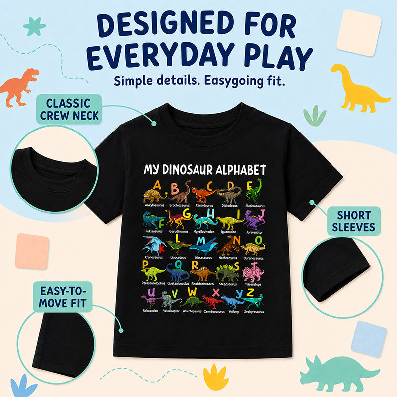 DinoQuest – Colourful Dinosaur Alphabet Learning Tee