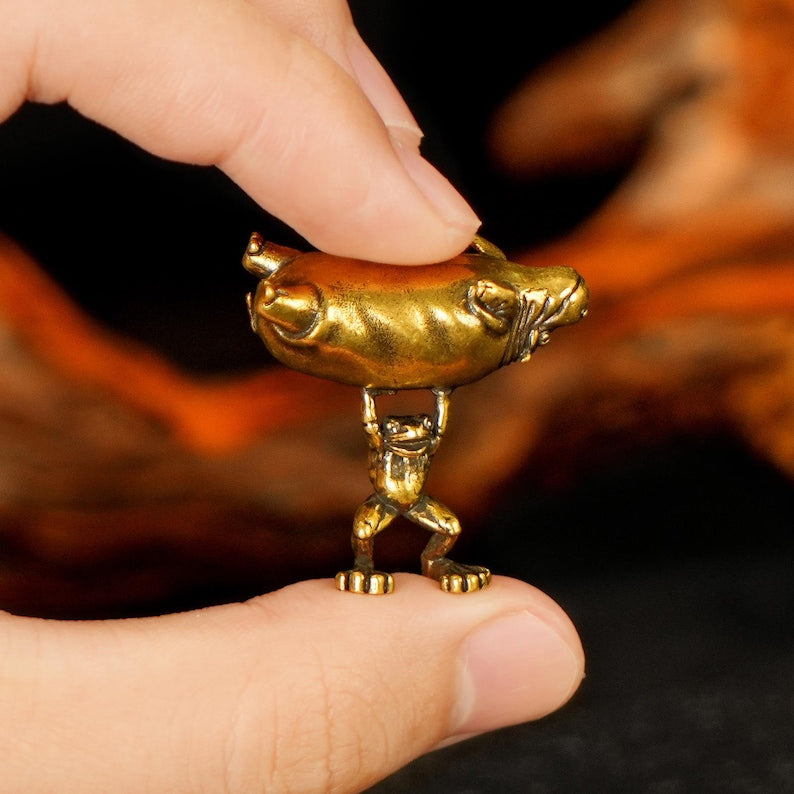 CourageCraft – Reversible Frog & Hippo Brass Figurine