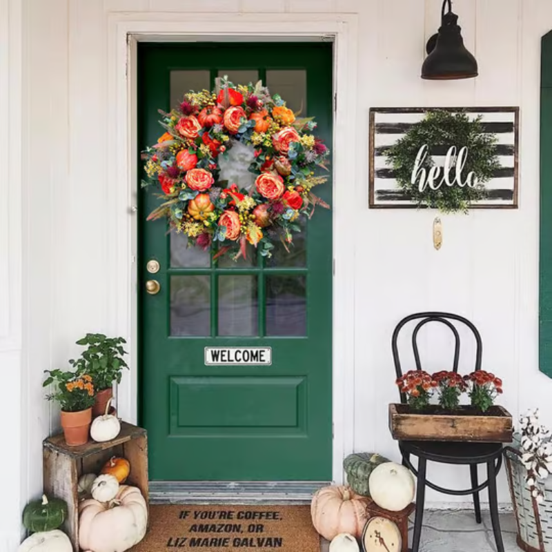 DoorDelight - Enchanting Peony & Pumpkin Wreath