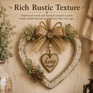 HearthBloom – Rustic Farmhouse Home Heart Wreath