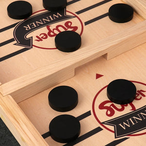 Precision Puck Battle: Wooden Ice Hockey Game