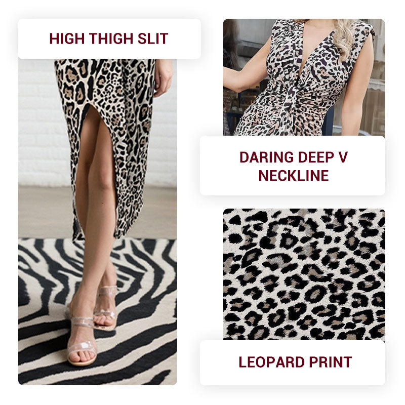 Selina - Sleek Leopard V‑Neck Dress – Timeless & Bold