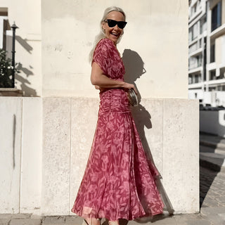 ChicPetal – Women's Printed Off-Shoulder V-Neck Dress