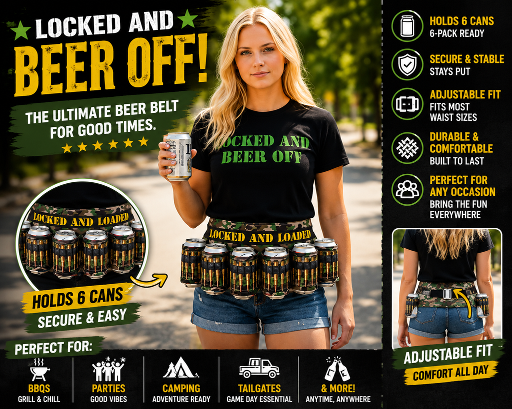 DrinkMate – Adjustable 6-Can Beverage Holster Belt