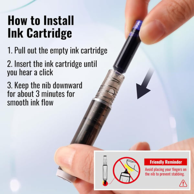 QuillEase - Ultra-Fine 0.38mm Fountain Pen with Refills