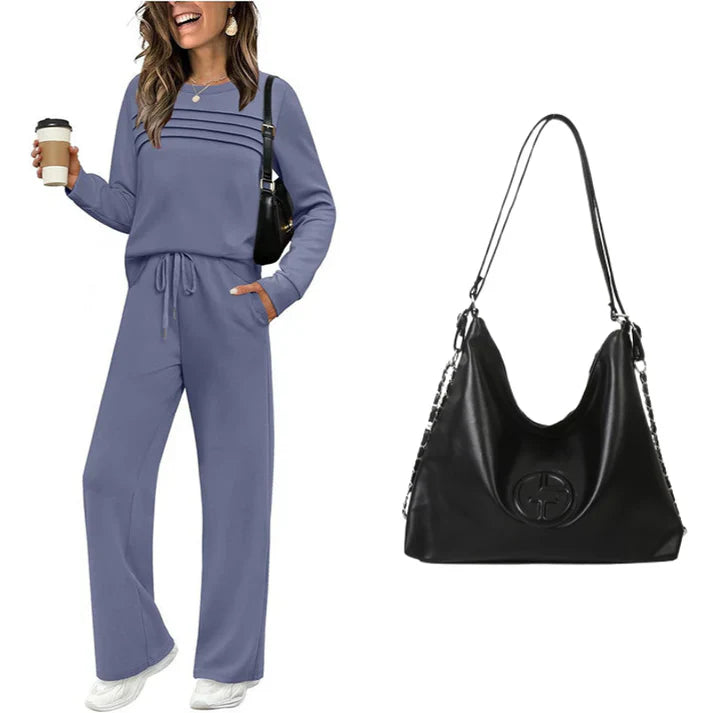 RelaxFit – Women's Crew Neck & Drawstring Pants Loungewear Set