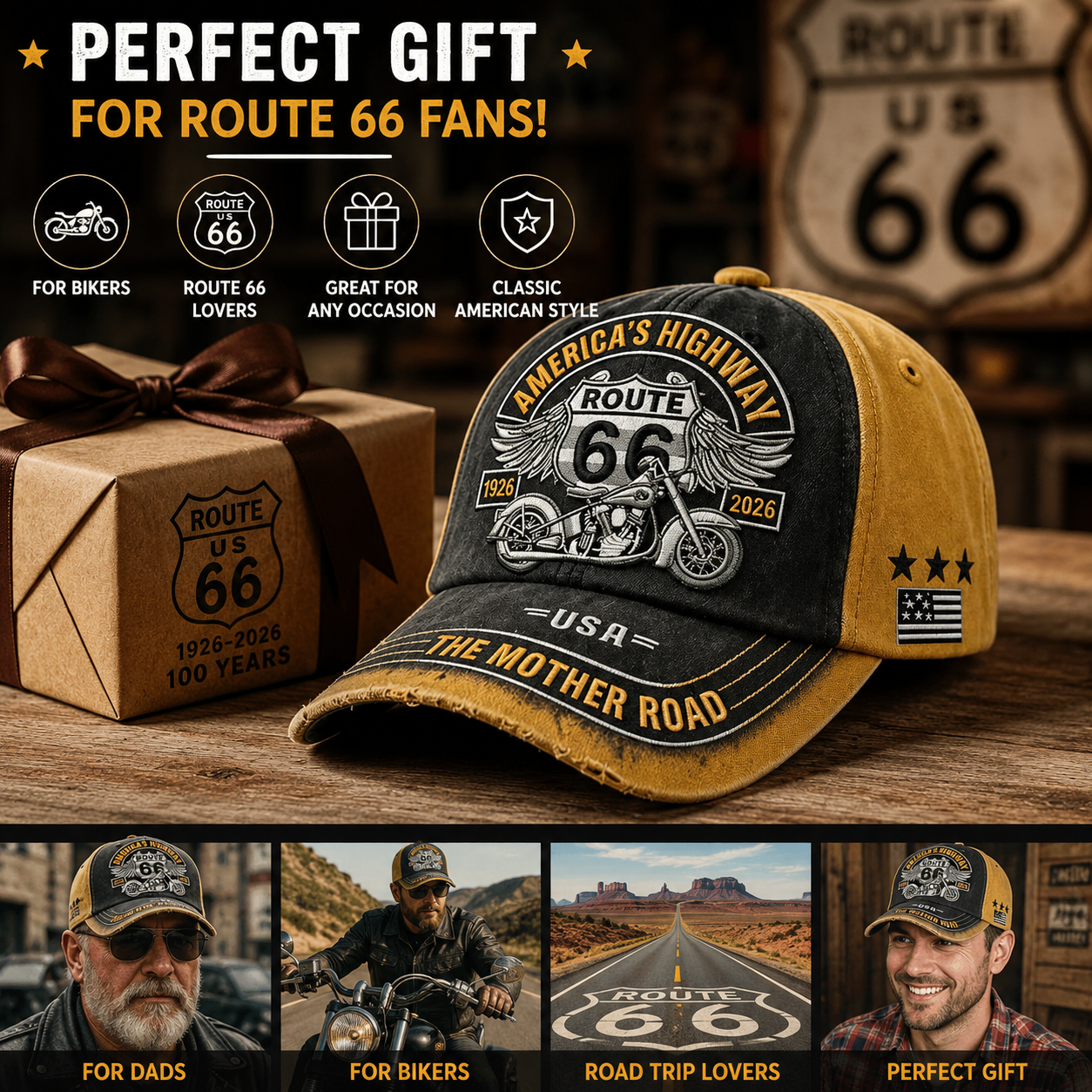 Route66 Heritage – 100th Anniversary Vintage Baseball Cap