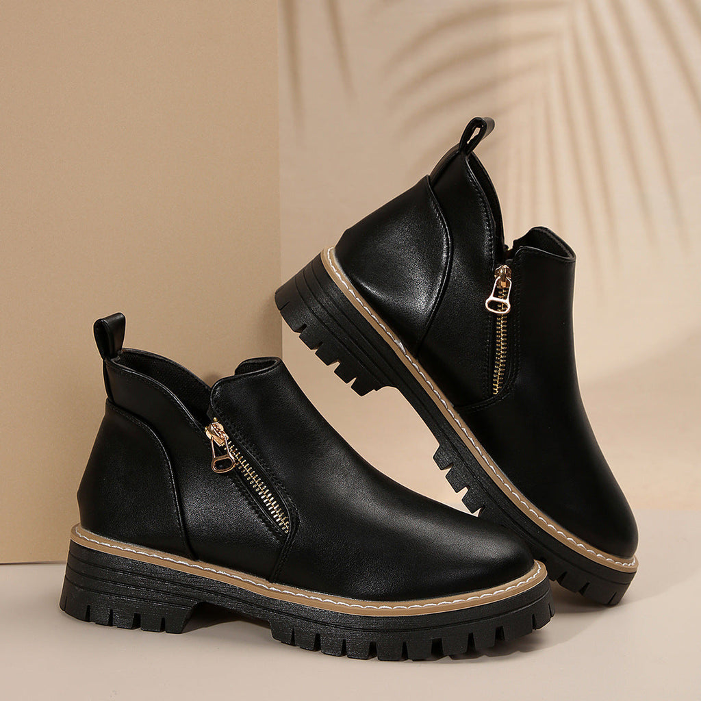 TrendStride – Stylish Solid Color Ankle Boots