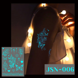 🔥Waterproof Blue Luminous Butterfly Tattoo Stickers - Temporary Body Art for Music Festivals & Parties