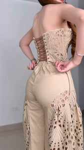 SunlitElegance - Breezy Embroidered Summer Co-Ord Set