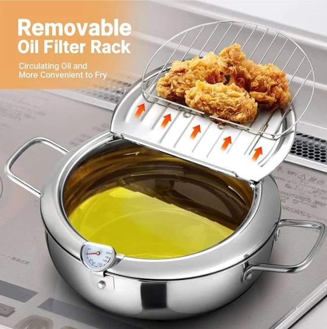 SteelFry – Stainless Steel Fryer Pot with Thermometer