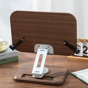 RotateLift™ Black Walnut Aluminum Alloy Book and Laptop Stand marnetic