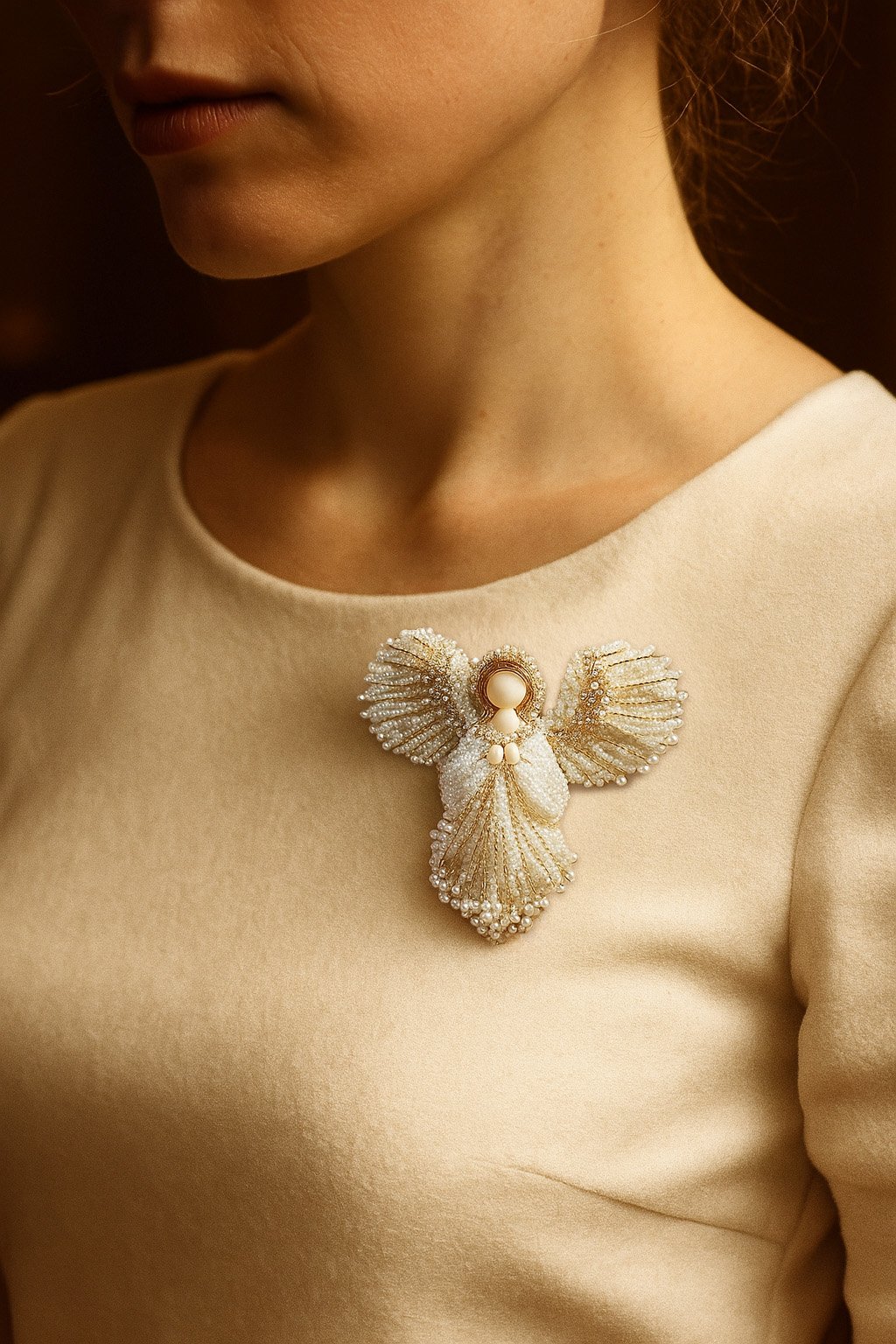 Lumiere – Handmade Pearl Angel Brooch