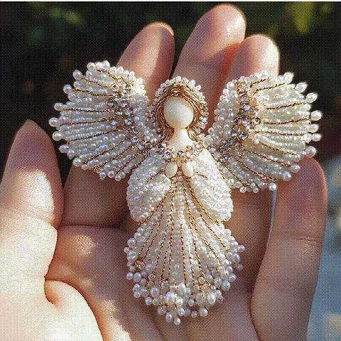 Lumiere – Handmade Pearl Angel Brooch