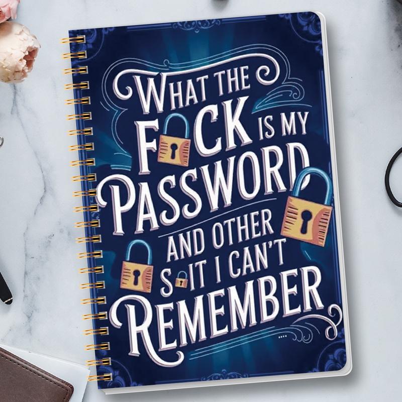 🔥Last Day 50% OFF - 📅Funny Password Notebook - Spiral Bound with Lock Icons & Funny Security Phrases✍️