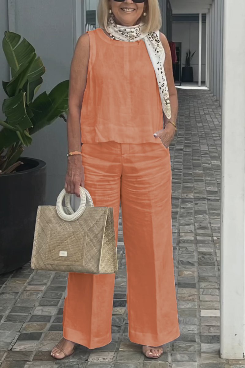 AirLuxe – Sleeveless Cotton Linen Set for All-Day Comfort