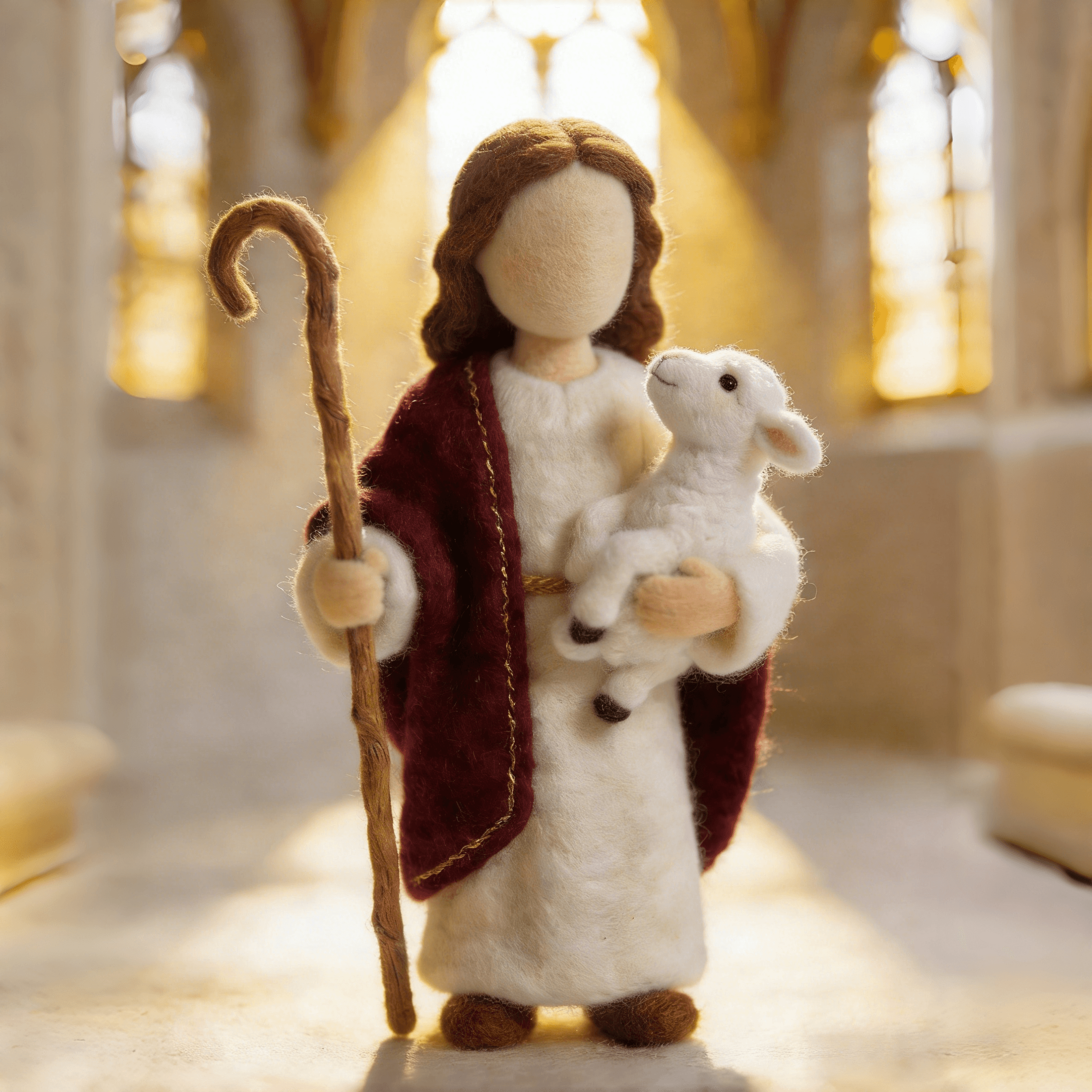 ✝️ Jesus & Lamb: Hand-Felted Christian Figurine – A Meaningful Gift for Someone You Love