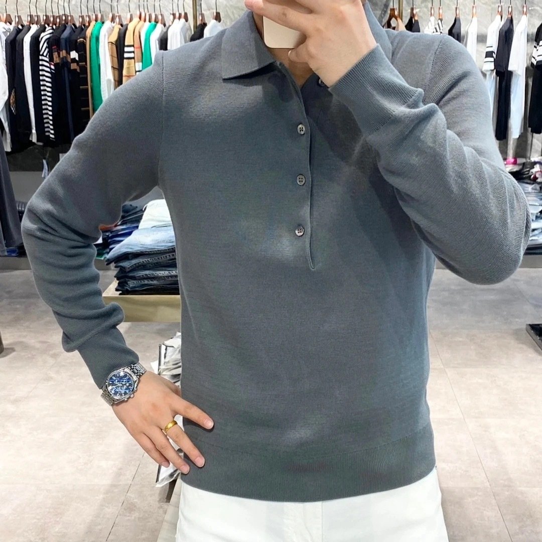UrbanKnit – Men’s Long Sleeve Polo Knit Sweater