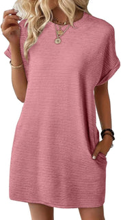 2025 New Women's Lightweight Summer Short Sleeve Dress with Pockets
