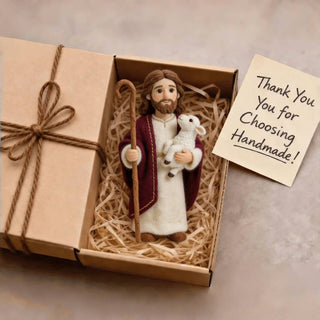 ✝️ Jesus & Lamb: Hand-Felted Christian Figurine – A Meaningful Gift for Someone You Love
