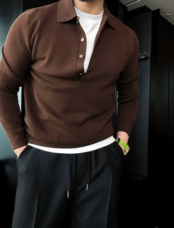 UrbanKnit – Men’s Long Sleeve Polo Knit Sweater